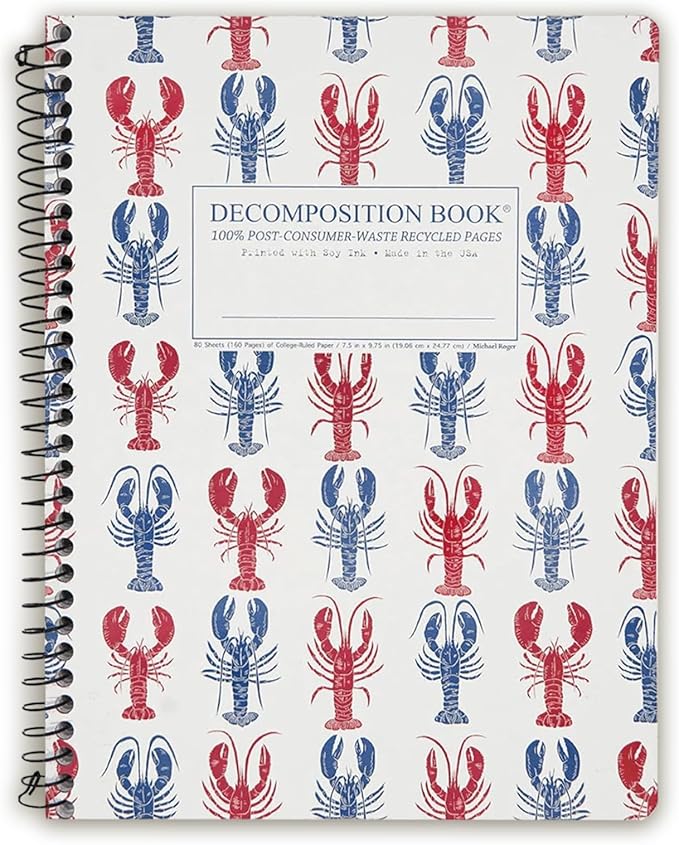 Decomposition Lobsters College Ruled Spiral Notebooks – 9.75 x 7.5 Journal with 160 Lined Pages – Notebooks for School Supplies, Home & Office – 100% Recycled Paper – Made in USA