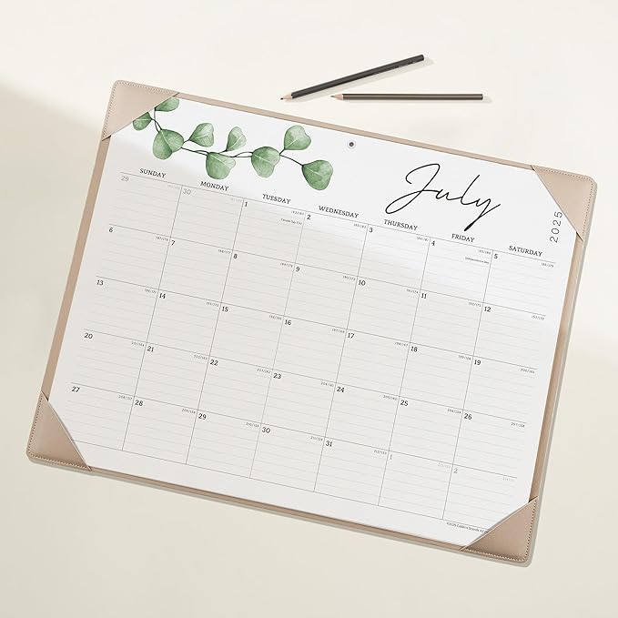 Cabbrix Desk Calendar 2025-2026 with Desktop Mat, Large Desk Pad Calendar 21" x 16-1/2" July 2025 to December 2026, Desk Blotter Calendar for Home School and Office, Apricot