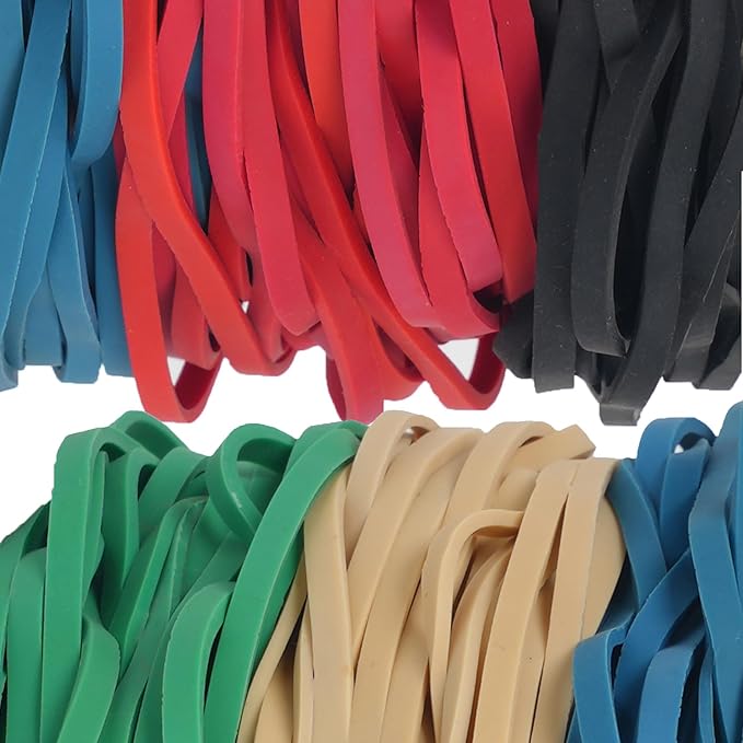 Rubber Bands Garbage Can Bands Elastic Large Size #117B 120 Pcs Trash Can Bands Elastics Bands 7 inch Assorted Color For Office Supplies Home