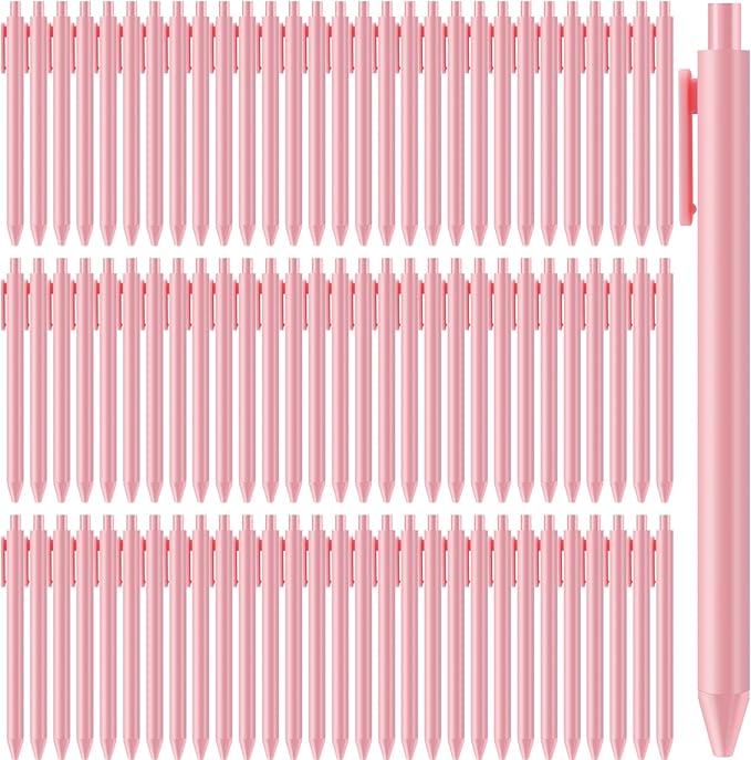 100 Pack Ballpoint Pens,Black Ink Retractable Ballpoint Pens,Comfortable Grip,Smooth Writing Pen,Medium Point 1.0mm Click Pen for Office, Home(Pink)