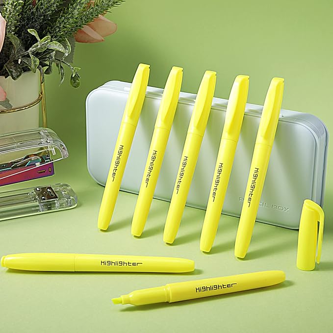 180 Pcs Highlighter Markers Bulk, Chisel Tip Aesthetic No Bleed Pastel Highlighter Pens Quick Drying Liner Markers for Adults Kids Highlighting in The Home School Office Classroom Supplies (Yellow)