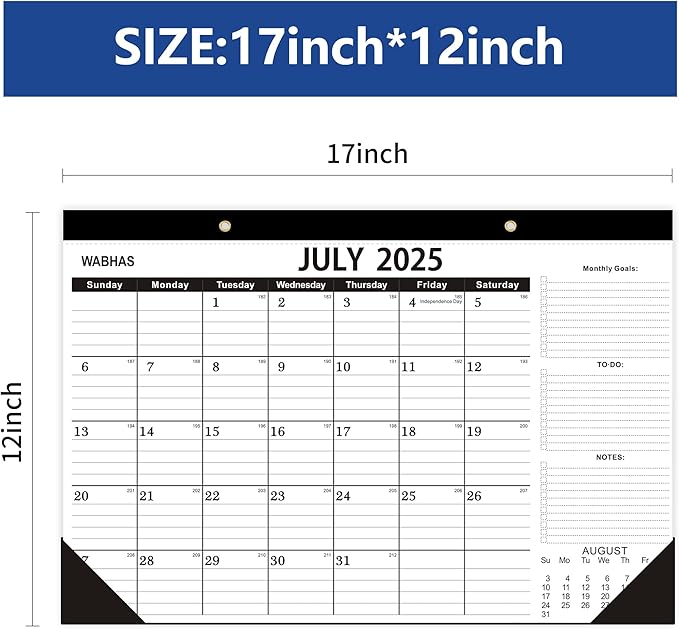 Desk Calendar 2025-2026,July 2025 to December 2026, Desk calendar 2025-2026 with to-do list,Calendar 2025 18 Months,17" x 12" for Home or Office.