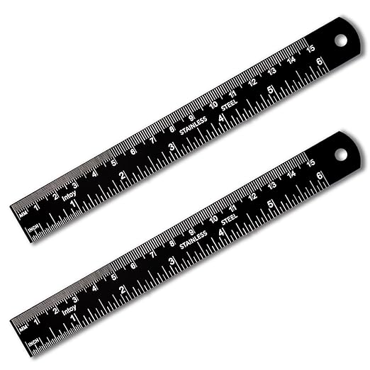Metal Ruler, 6 Inch Stainless Steel Straight Edge with Metric Measurement, 2 Pack, 15 Centimeters Straight Edge Ruler with Inch to MM Conversion Table for Students, Machinist and Drafting