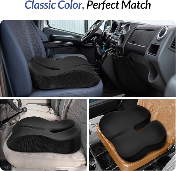 ZIKEE Gel Seat Cushion for Office Chair and Car Seat with Ergonomic Zoning, Memory Foam Chair Cushion for Sciatica, Lower Back, Tailbone Pain Relief and Intimate Ventilation, Non-Slip & Airy Cover