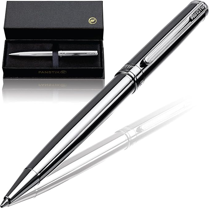 Silver Luxury ballpoint Pen (Made In USA) fancy gift set for women, Chrome Finish, Professional executive pen gift set for men (Lux BallPoint Silver)