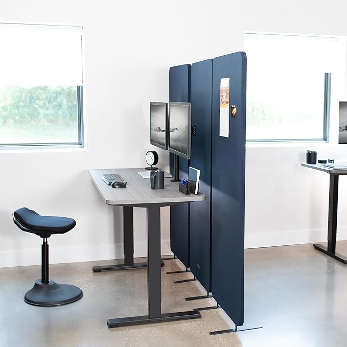 VIVO Freestanding 72 x 66 inch Privacy Panel, Cubicle Divider, Acoustic Wall Partition, x3 24 inch Panels, Navy Blue, PP-3-T072NB