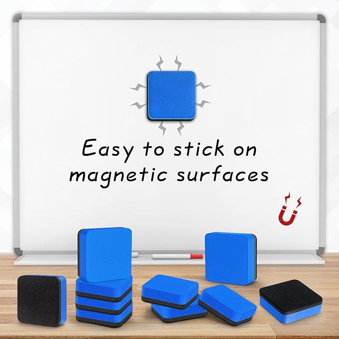 Jumlys 96 Pack Dry Erase Erasers, Mini Magnetic Dry Erase Eraser Bulk, Square Blue White Board Dry Erasers, Ideal Chalkboard Cleansers, Perfect for Kids Classroom, Home and Office (1.97 x 1.97 Inch)