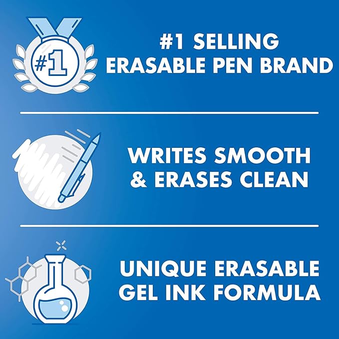 Pilot FriXion Erasable Gel Pens, Fine Point 0.7 mm Erasable Pens, Pack of 10 Assorted Colors