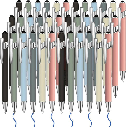 36 Pcs Blue Ink Ballpoint Pen with Stylus 2 in 1 Ballpoint Pen for Touch Screens School Office Coworkers (Moran)