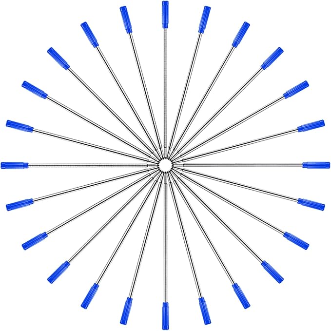 DunBong Blue Ink Refill Pack of 5, Replaceable Ballpoint Pen Refills, Medium Point Metal Refill (Blue)