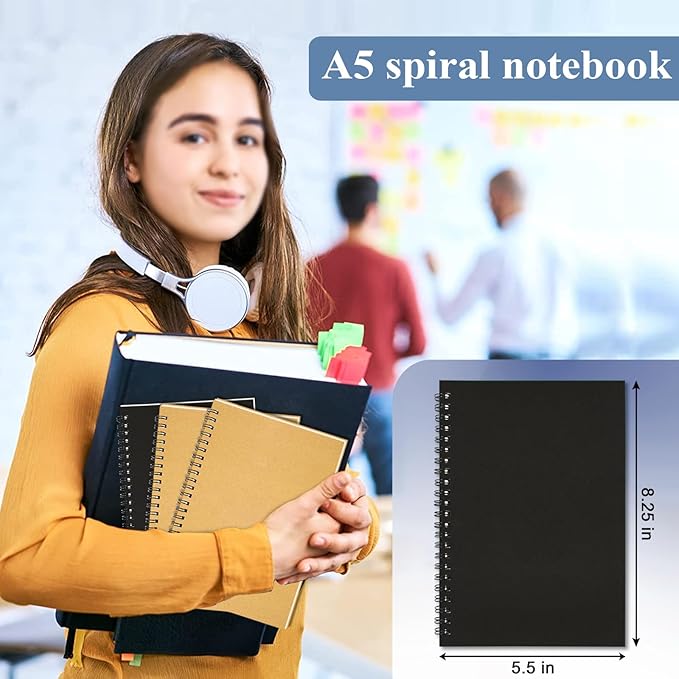 GINMLYDA Small Spiral Notebook A5, 10Pack 120 Lined Pages 8.25x5.5 Inches Spiral Journal Kraft Cover Notebooks & Writing Pads for School Home Office Aesthetic Sketch Drawing Note
