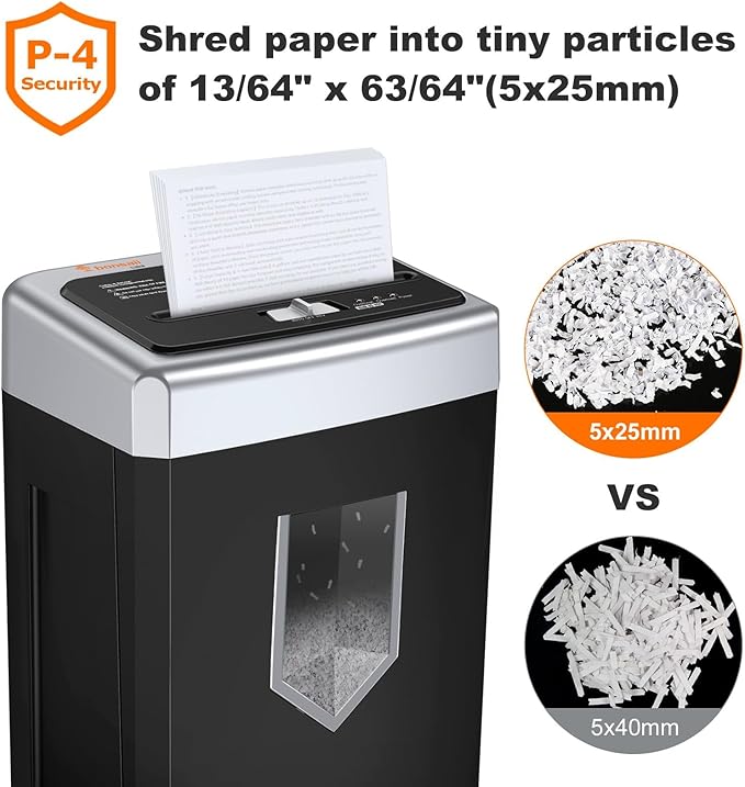 Bonsaii 15-Sheet Office Paper Shredder, 40 Mins Heavy Duty Shredder for Home Office, Crosscut Shreder with Anti-Jam System & P-4 High Security Supports CD/Credit Cards/Staple,5 Gal Pullout Bin C169-B