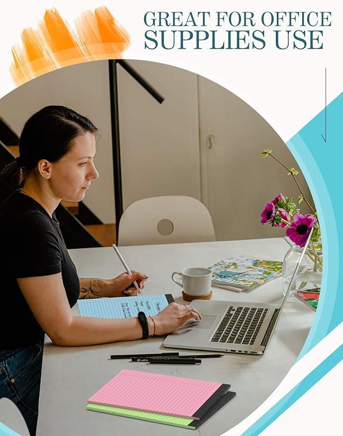 Colored Legal Pads 8.5 x 11, 2 Pack Pink Notebook Paper 8.5 x 11, Colored Note Pads 8.5 x 11 Notepad, Paper Pads 8.5 x 11 Writing Pads, Colored Lined Pads of Paper 8.5 x 11, Wide Ruled, 30 Sheets/Pad