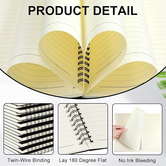 Yahenda 18 Pcs Spiral Notebook Bulk A5 Journal Lined 8.3'' x 5.5'' Writing Composition Paper Small Notepad Subject Notebook for Students Office Business Back to School Supplies (Black Color)