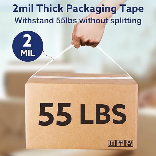 Clear Packing Tape (36 Rolls), Heavy Duty Packaging Tape for Shipping Packaging Moving Sealing, 2 inches Wide, 65 Yards Per Roll