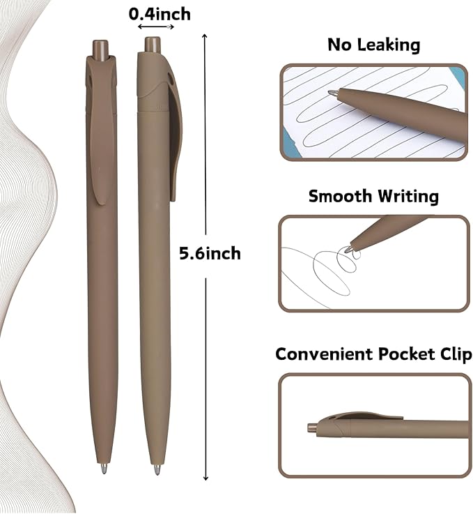 BallPoint Pens, 50 Pack (BLACK Ink),Bulk Pens, Brown Coffee Barrel,Click Pens for Office Home and School, Retractable Ballpoint Pens, Medium Point, 1.00MM (Brown/Coffee)