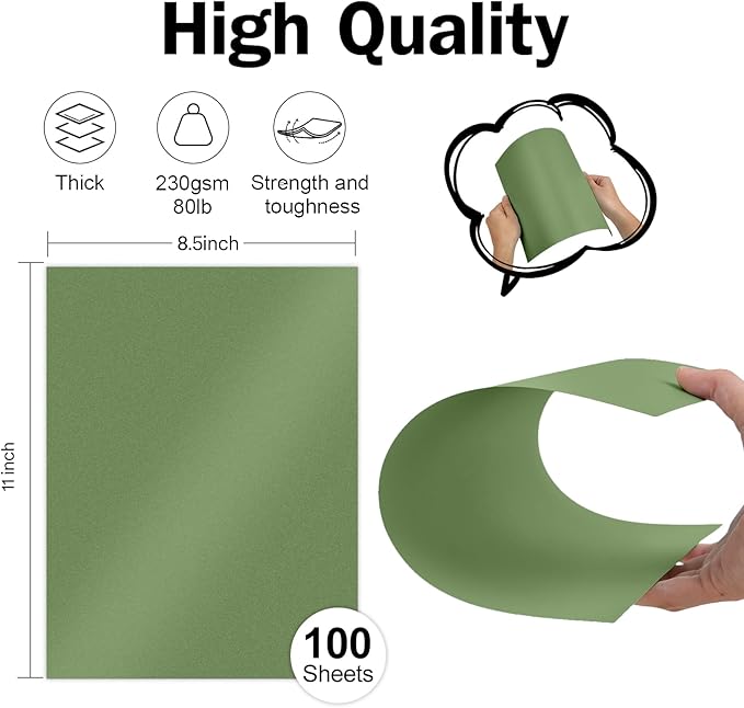 100 Sheets Christmas Green Shimmer Cardstock 8.5 x 11 Green Paper, Goefun 80lb Card Stock Printer Paper for Christmas, Invitations, Certificates, Crafts, Card Making