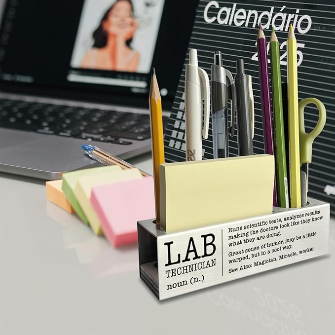 Lab Technician Definition Gifts for Women, Men, Lab Technician Tech Desk Decor Stainless Steel Pen Pencil Holders WCC51