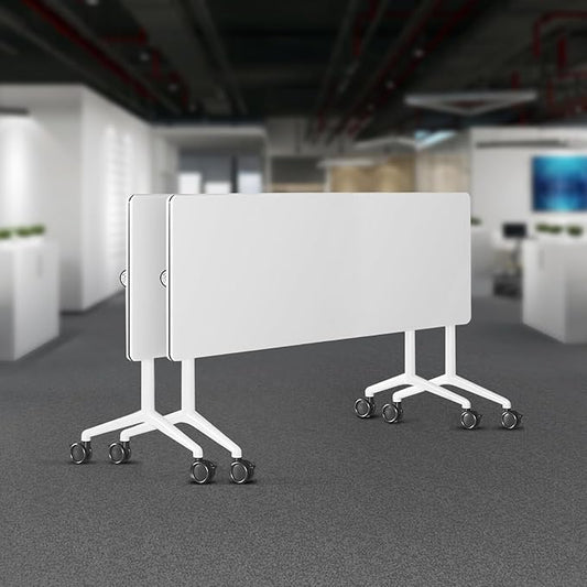 Folding Conference Room Tables 6 Pack, Foldable Modern Mobile Meeting Table Desk Training Table 6FT Large Rolling OfficeTable for Conference Training Classroom (2, 70.8" * 23.6" * 29.5")