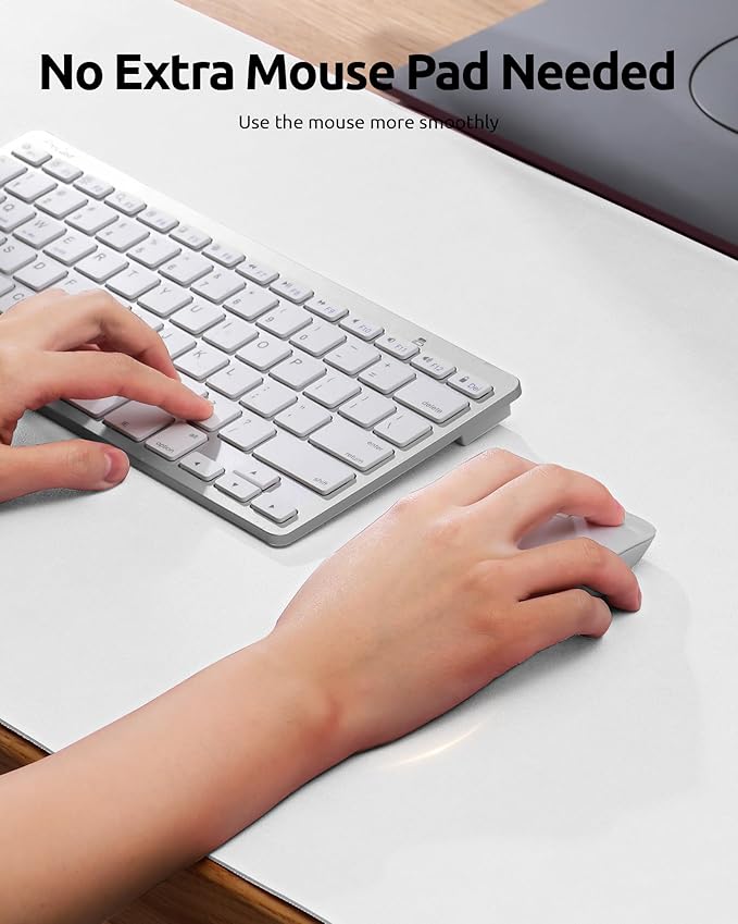 YSAGi Leather Desk Protector, Office Mat, Large Mouse Mat, Non-Slip PU Leather Blotter, Laptop Desk, Waterproof Writing Pad for Office and Home (White, 31.5" x 15.8")