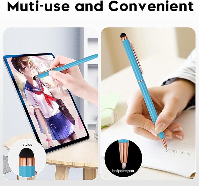 15 Pack Stylus Pens for Touch Screens Stylus Pen Compatible with Phone Tablets Kindle and Black Ink Ballpoint Pens-2 in 1 Stylists Pens (8005 Rose Gold B)