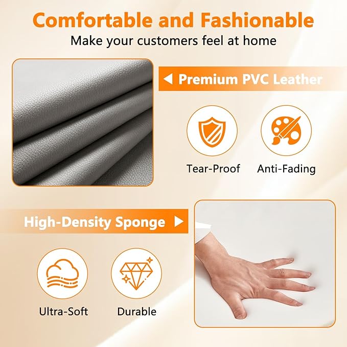 CLATINA Waiting Room Guest Chair with Bonded Leather Padded Arm Rest for Office Reception and Conference Desk Black with Sled Base Grey 8 Pack