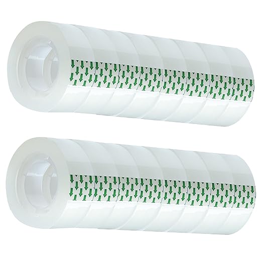 Transparent Tape Refill Rolls for Dispenser, Tear by Hand,16 Rolls x 900 inches