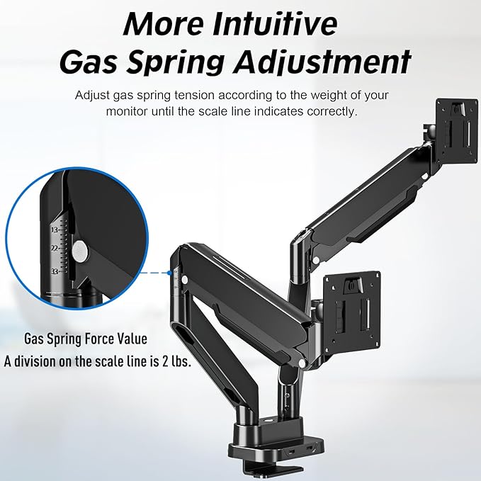 MOUNTUP Dual Monitor Mount Fits Max 39'' Screen, Ultrawide Dual Monitor Desk Mount Hold 4.4-33 lbs, Adjustable Gas Spring Double Monitor Arms, Computer Monitors Stand with USB, VESA Monitors Bracket