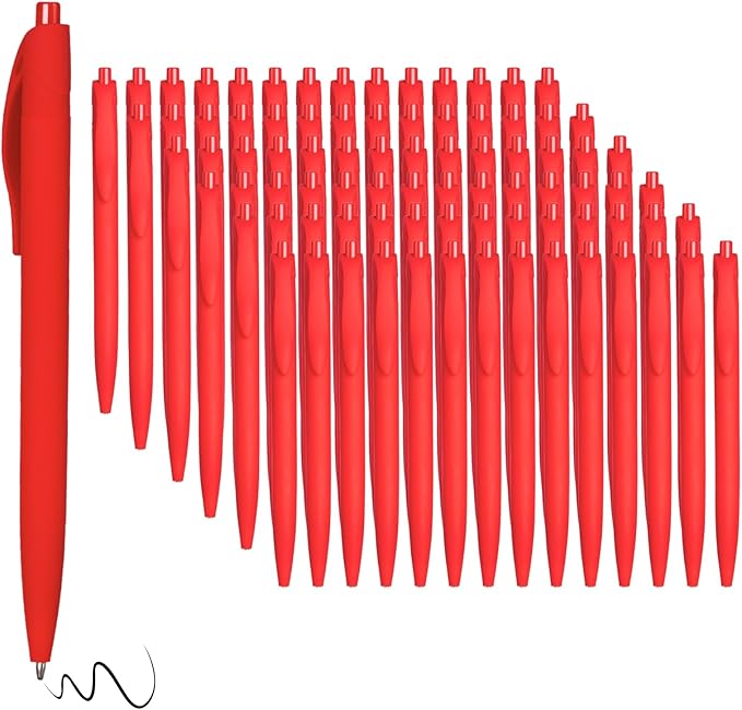 BallPoint Pens, 100 Pack (BLACK Ink),Bulk Pens, Red Barrel,Click Pens for Office Home and School, Retractable Ballpoint Pens, Medium Point, 1.00MM (Red)