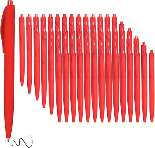 BallPoint Pens, 100 Pack (BLACK Ink),Bulk Pens, Red Barrel,Click Pens for Office Home and School, Retractable Ballpoint Pens, Medium Point, 1.00MM (Red)