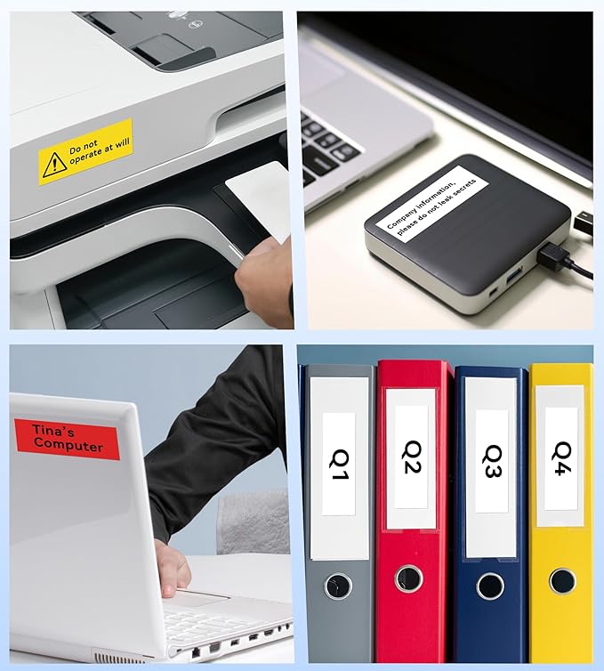 Compatible with P Touch TZe TZ 24mm 0.94'' Laminated Tape Compatible for Brother Label Maker Tape 1 inch PT-D600, PT-D610BT, PTP750W, PT-P710BT, Black on White/Yellow/Red/Green/Blue, 5-Pack