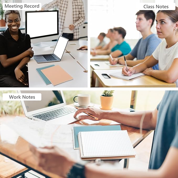 6 Pack 8.5 x 11'' Top Bound Office Steno Book Wide Ruled Double Sided Spiral Notebooks Reliable White Paper 70 Sheets/Pad Pastel Colors Covers for Writing School Notes(Business Color)