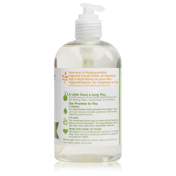 Liquid Hand Soap – Plant-Derived and Bio-Based Formula – Sulfate-Free, pH-Balanced, Vegan – 3 Pack - Free & Clear Unscented – 3 x 12 oz