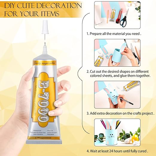 B7000 Rhinestone Jewelry Glue Clear, B-7000 Glue 3.7 fl oz Upgrade Multi-Function Adhesive Super Glue with Cap & Precision Tip for Repair, Small Hobby Models, Metal Stone Crafts, Fabric, Shoes(110ML)