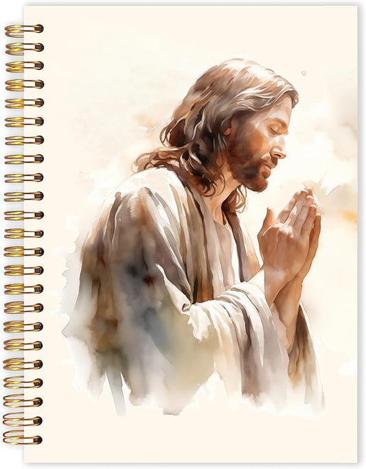 Qabliqo Christian Jesus Spiral Notebooks, Jesus Prayer Journals for Writing, Christian Journal for Women Men, Faith Based Gifts, Vintage Religious Notebook for Note Taking, 5.5x8.3 Inch