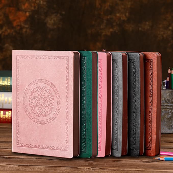 2025 Leather Vintage Journal Notebook,300 Pages,Leather Softcover Lined Journal Notebooks for Women Men,Notebook Journals for Writing Travel,Business,Office,Rose Gold Pink