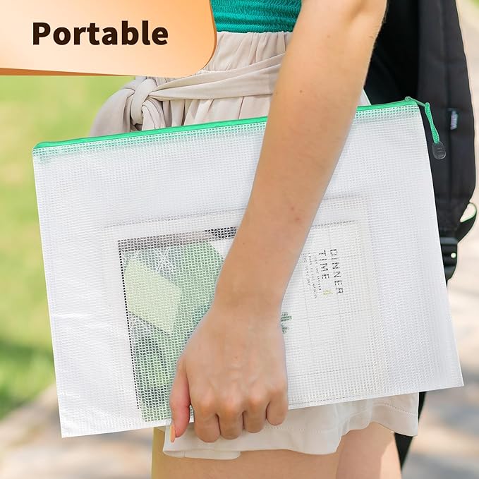 Umriox Zipper Mesh Document Pouch, 16.9x12.4 in (6 Colors, 18 Packs), Clear Zipper Pouches, Waterproof Zipper Pouches for Craft Projects Office Supplies Cosmetics Travel Storage