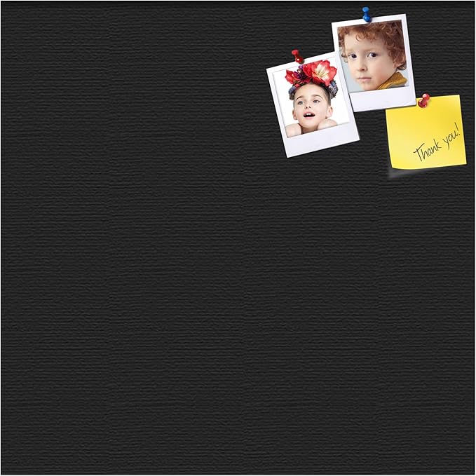 PinPix pin Cork Bulletin Board Made from Canvas, Classic Black Pattern 24 x 24 Inches (Completed Size) and Framed in Satin Black (PinPix-622)