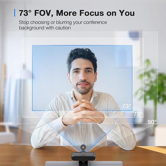 EMEET C960 4K Webcam for PC, 4K UHD Sony Sensor, PDAF Auto Focus, Dual AI Noise-Cancelling Mics, Auto Light Correction, 73° FOV, Plug&Play Webcam w/Privacy Cover, Works w/Zoom/Teams/Skype/Google Meet