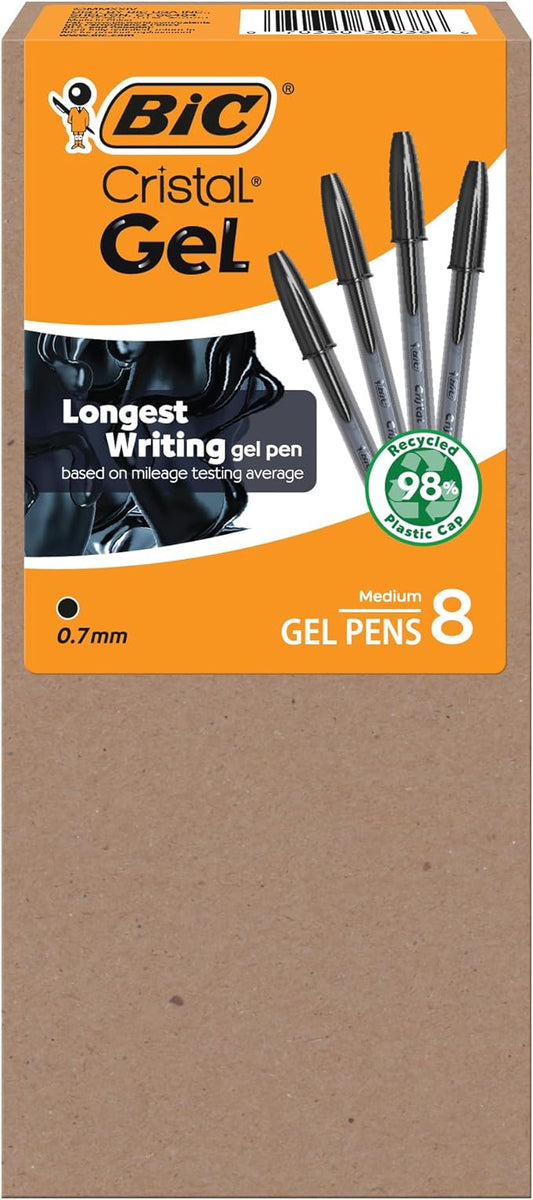 BIC Cristal Gel Pens Medium Point (0.7 mm) Ultra Smooth Long Lasting Writing, Black Gel Pens, 8-Count Visit the Store