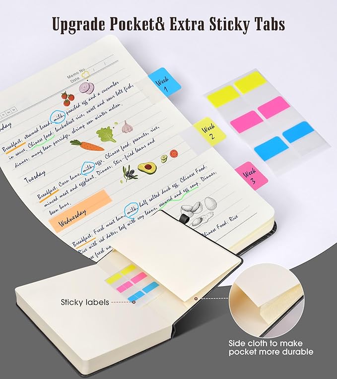 Lined Journal Notebook, 365 Pages A4 Large Journals for Writing Ruled Notebook, Hardcover Leather Journal for Women Men, Daily Notebook for Work, Note Taking, 100Gsm Thick Paper (8.5" x 11" Blcak)