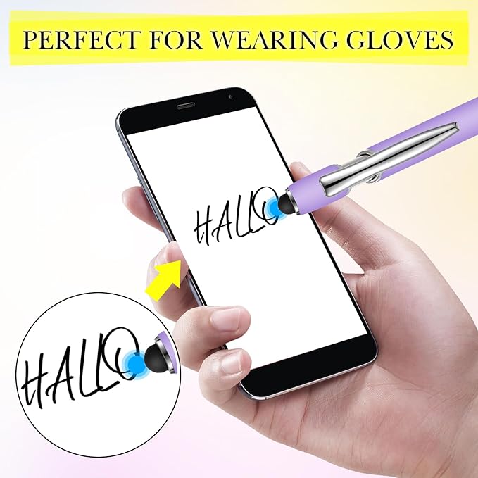 Zonon 38 Pieces Rubberized Ballpoint Pen with Stylus Tip Stylish Metal Pen Capacitive Styli with Soft Rubberized Grip, Black Ink for Most Devices(Purple)