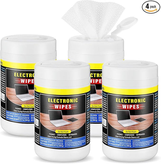 4 Pack 240 Count Electronic Wipes Screen Cleaner Wipes for Computer Laptop Monitor Lens Phone TV Screens Keyboard Cleaning
