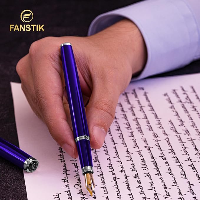 Customized Blue Luxury fountain pen (Made In USA) fancy gift set for women, Real 24K Gold Plating, Professional executive pen gift set for men (Lux Custom-fountain Blue)
