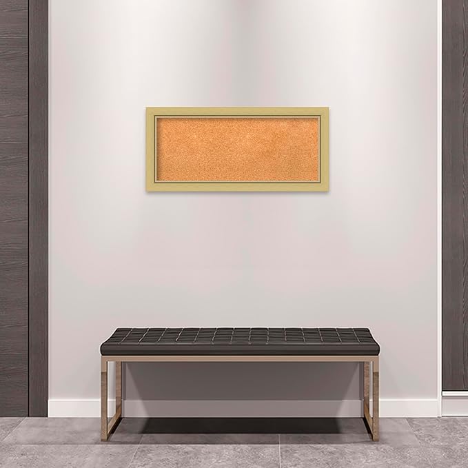 Amanti Art Natural Cork Board for Wall, 15x33 Vision Board with Gold Frame, Medium Corkboard Office Decor for Home Organization, Casual Corkboard Pinboard to display items for home organization