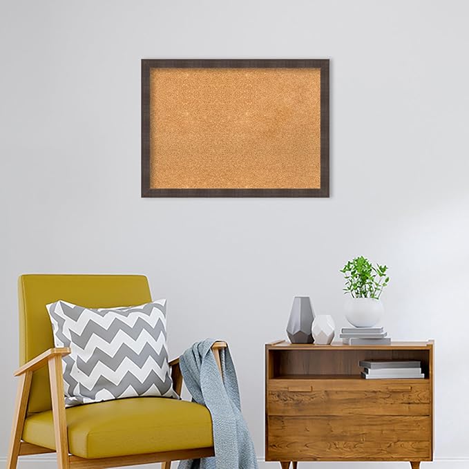 Amanti Art Natural Cork Board for Wall, 22x30 Vision Board with Brown Wood Frame, Medium Corkboard Office Decor for Home Organization, Rustic Farmhouse Corkboard Pinboard to display items for home