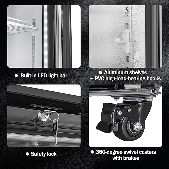 Commercial Display Refrigerator with Glass Door 12 Cu.ft Merchandiser Beverage Cooler Bar Black Drink Fridge for Convenience Stores, Supermarkets,Bars,Offices