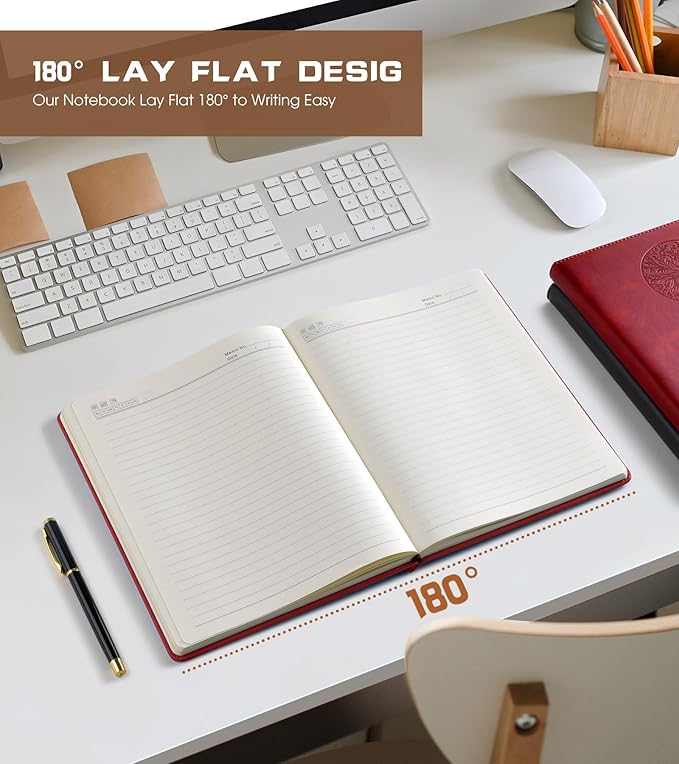 Lined Journal Notebook for Women Men,256 Pages B5 Large Hardcover Leather Journals for Writing,Travel,Business,Work,School,College Ruled Notebooks for Note Taking,Diary Notepad 7.8"×10.2"