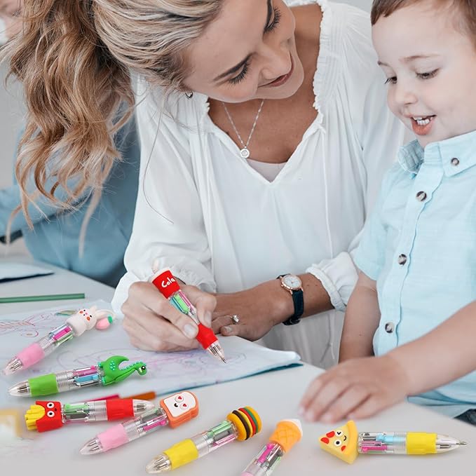 12Pcs Mini Multicolor Pens in One 4-in-1 Cute Pens Bulk for Kids, Ballpoint Pen for Birthdays and Children's Parties, Fun Pen Gifts Assorted Ink Kawaii Pen