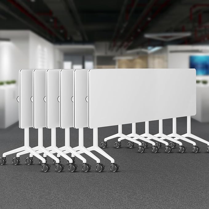 Folding Conference Room Tables 6 Pack, Foldable Modern Mobile Meeting Table Desk Training Table 6FT Large Rolling OfficeTable for Conference Training Classroom (6, 55" * 23.6" * 29.5")